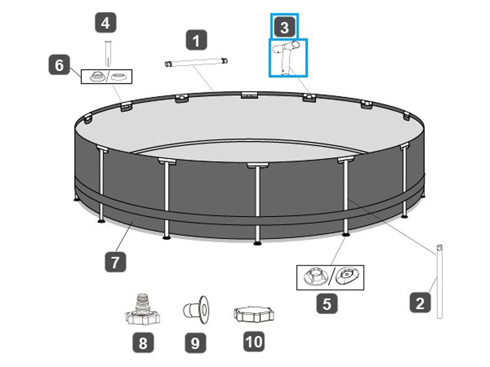 Ricambi Piscine e Spa Connettore a T per piscina Steel Pro MAX rotonda in plastica Bestway 2