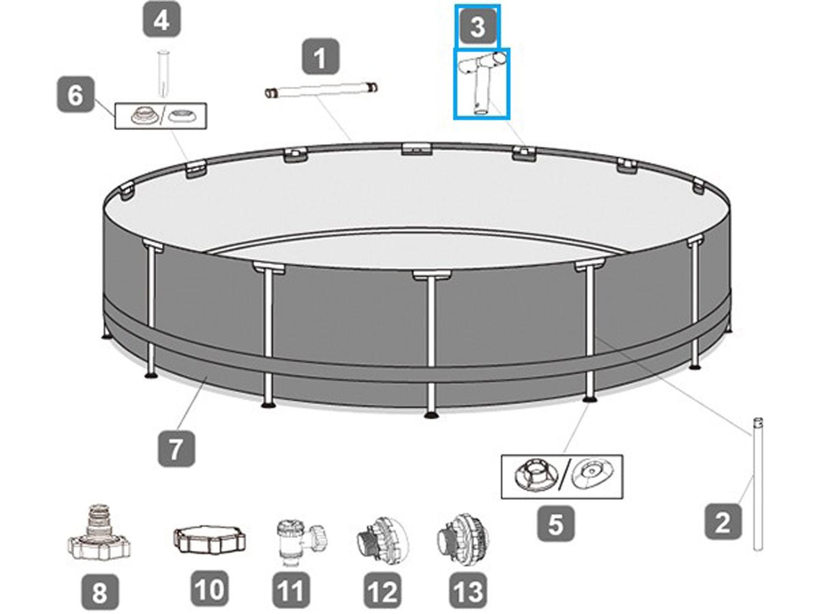 Ricambi Piscine e Spa Connettore a T per piscina Steel Pro Max da 488x122cm e 549x122 cm Bestway 2