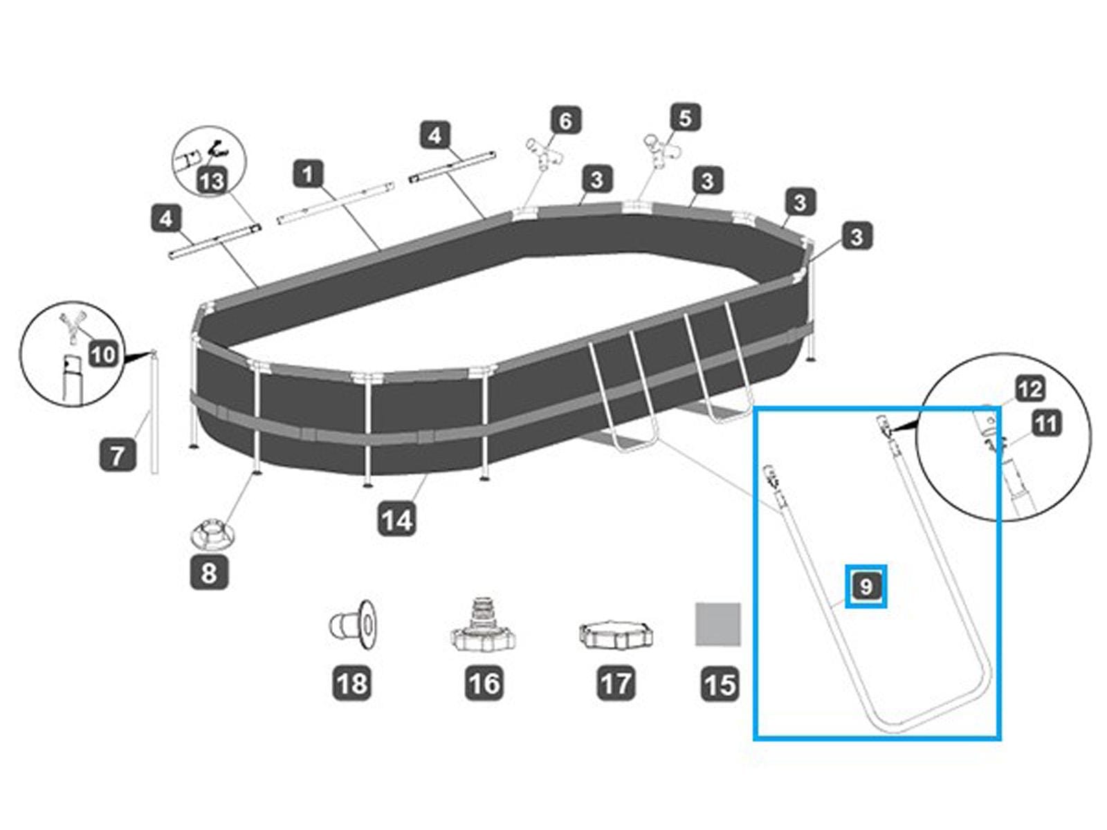 Ricambi Piscine e Spa Supporto laterale a U effetto smerigliato per piscine ovali Power Steel Swim Vista da 427x250x100 cm Bestway 2