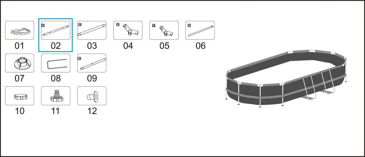 Ricambi Piscine e Spa Barra superiore A effetto smerigliato per piscine Power Steel e Power Steel Swim Vista Bestway 3