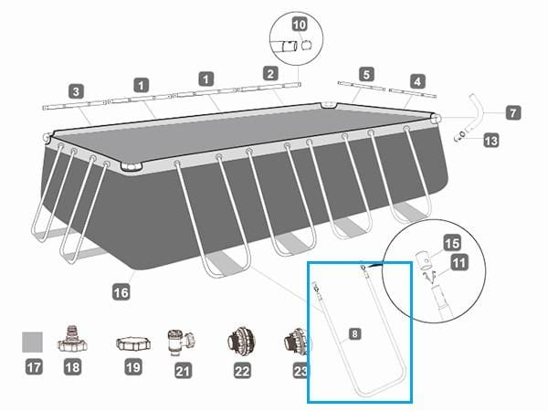 Ricambi Piscine e Spa Supporto a U smerigliato per piscina rettangolare Power Steel da 549x274x122 cm e 488x244x122 cm Bestway 2