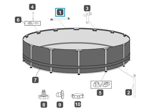 Ricambi Piscine e Spa Barra superiore per piscina Steel Pro MAX rotonda da 305x76/305x100/366x76 cm Bestway 2