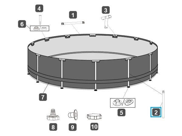 Ricambi Piscine e Spa Barra verticale per piscina rotonda Steel Pro Max da 427x107 cm e 457x107 cm Bestway 2