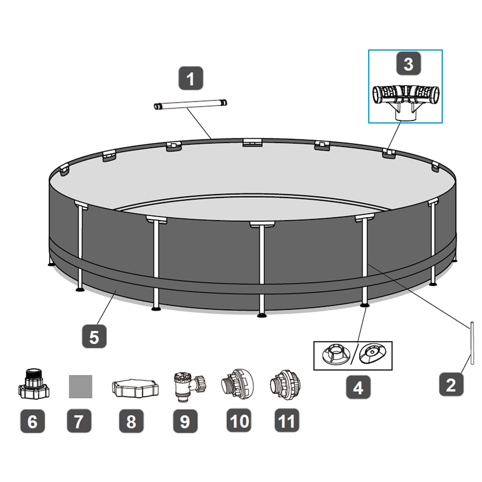 Ricambi Piscine e Spa Connettore a T per piscina Power Steel Swim Vista da 488x122 cm e 549x122 cm Bestway 3