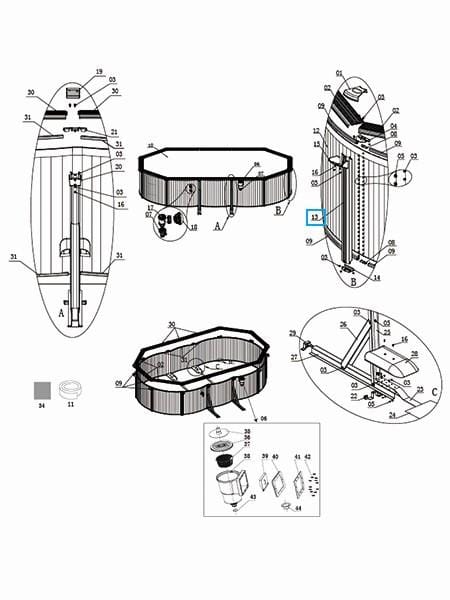 Ricambi Piscine e Spa Supporto verticale per piscina ovale e rotonda Hydrium Bestway 2