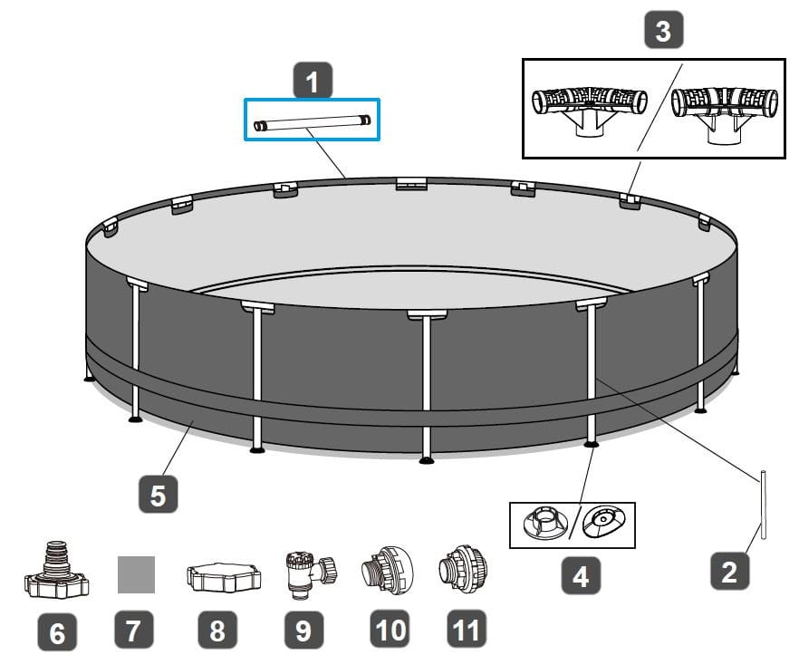 Ricambi Piscine e Spa Barra superiore per piscina rotonda Steel Pro Max Bestway 2