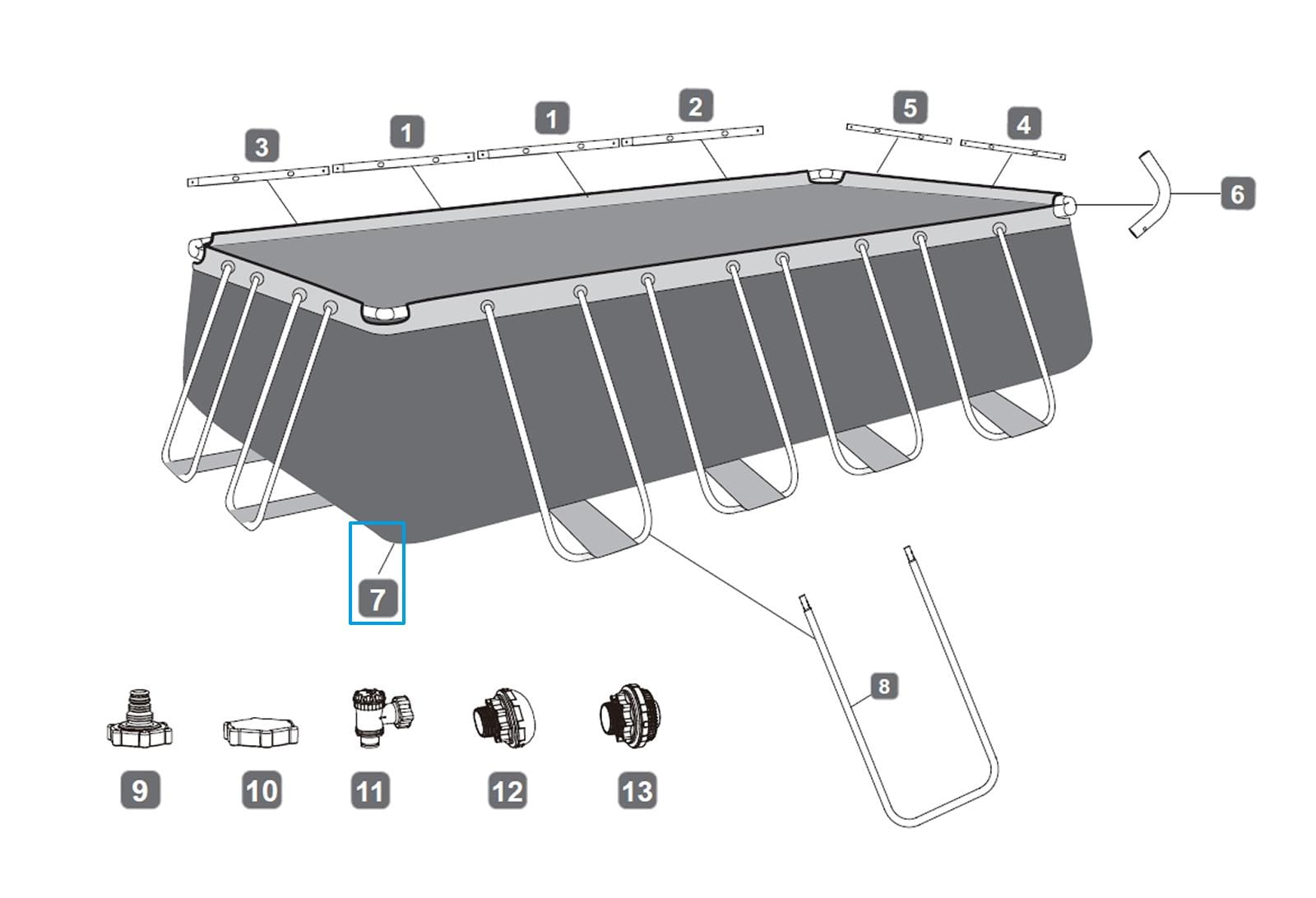 Ricambi Piscine e Spa Liner di ricambio per piscina Power Steel rettangolare da 549x274x122 cm grigio scuro Bestway 2