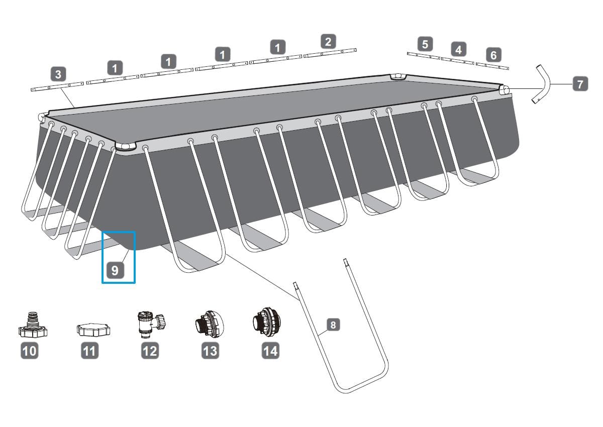 Ricambi Piscine e Spa Liner di ricambio per piscina rettangolare Power Steel da 732x366x132 cm grigio scuro Bestway 2