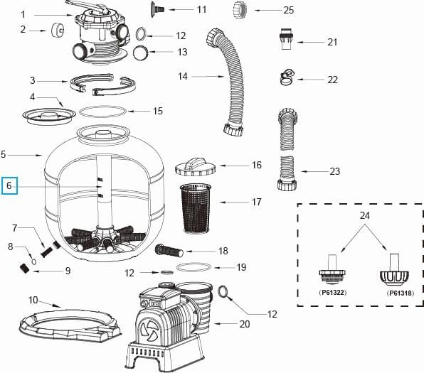 Ricambi Piscine e Spa Tubo centrale per pompa filtro a sabbia da 7571 l/h Bestway 4