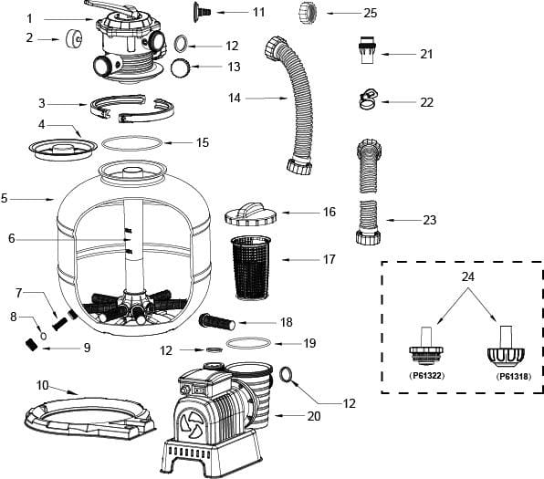 Ricambi Piscine e Spa Tubo centrale per pompa filtro a sabbia da 7571 l/h Bestway 3