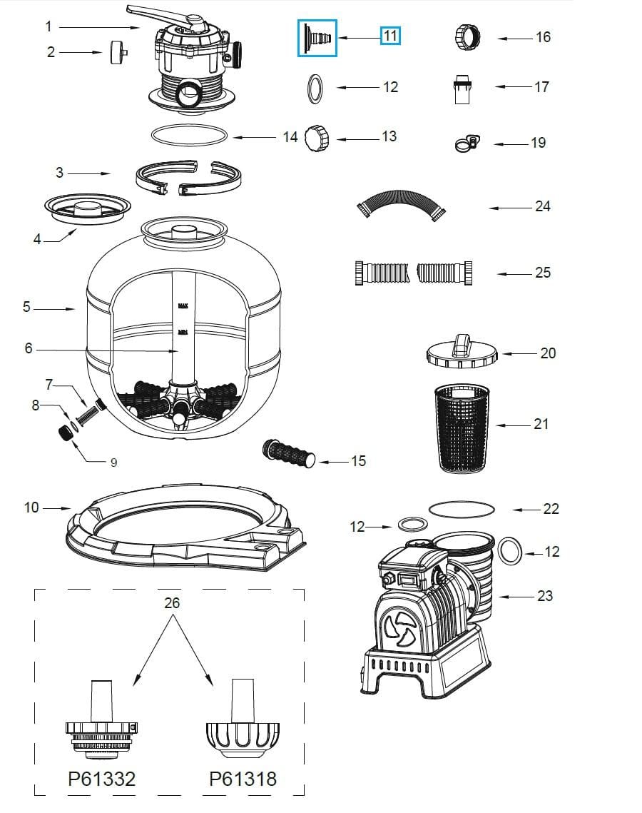 Ricambi Piscine e Spa Adattatore per tubo da giardino per filtro a sabbia Bestway 3