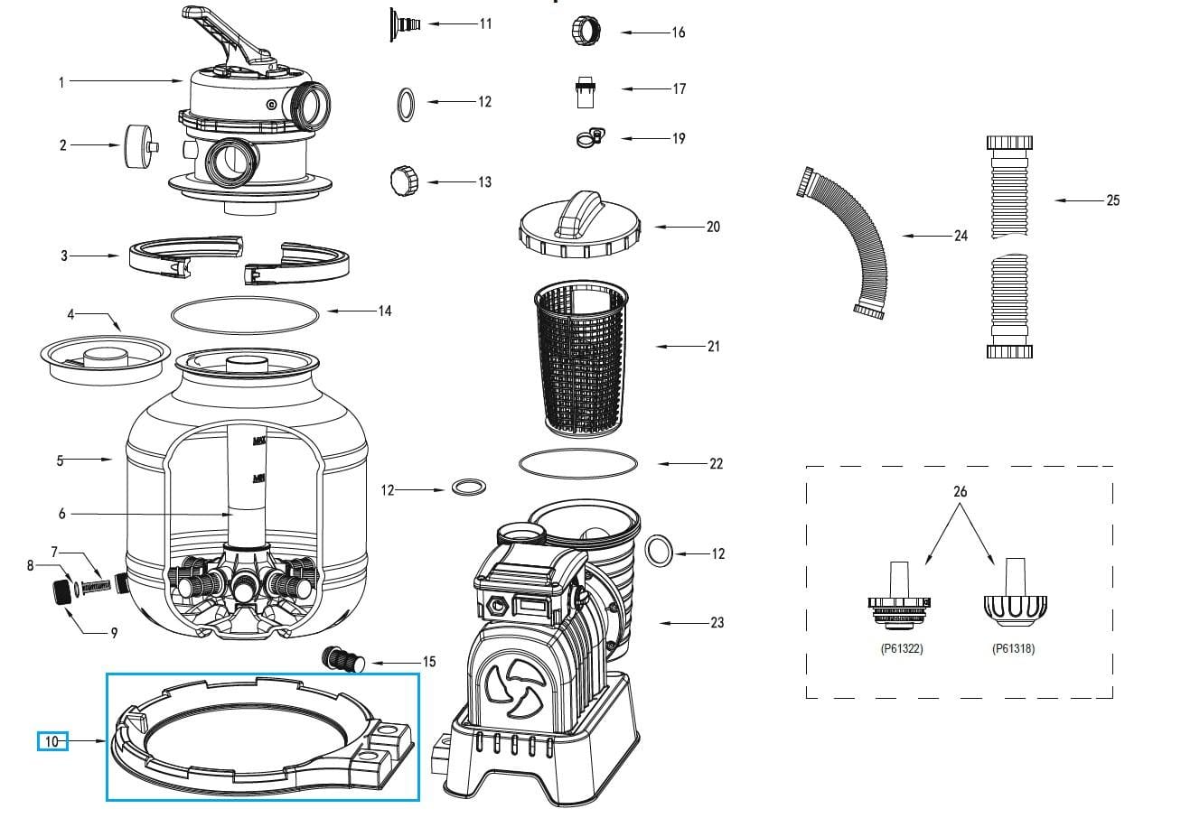 Ricambi Piscine e Spa Base del serbatoio per pompa filtro a sabbia da 7571 l/h e 8327 l/h Bestway 2