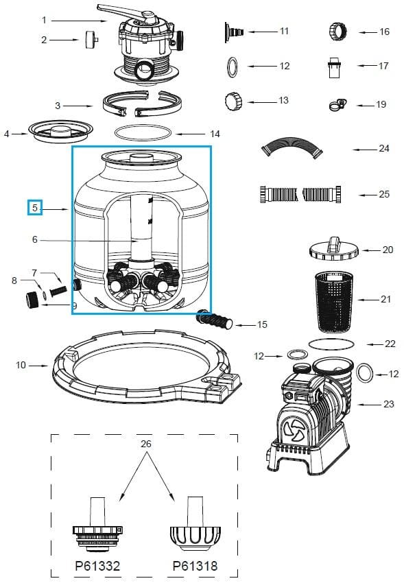 Ricambi Piscine e Spa Serbatoio per filtro a sabbia da 11.355 l/h Bestway 2