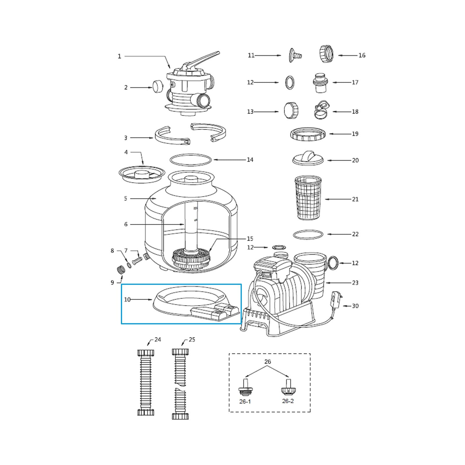 Ricambi Piscine e Spa Base del serbatoio per filtro a sabbia da 8.327 l/h Bestway 2