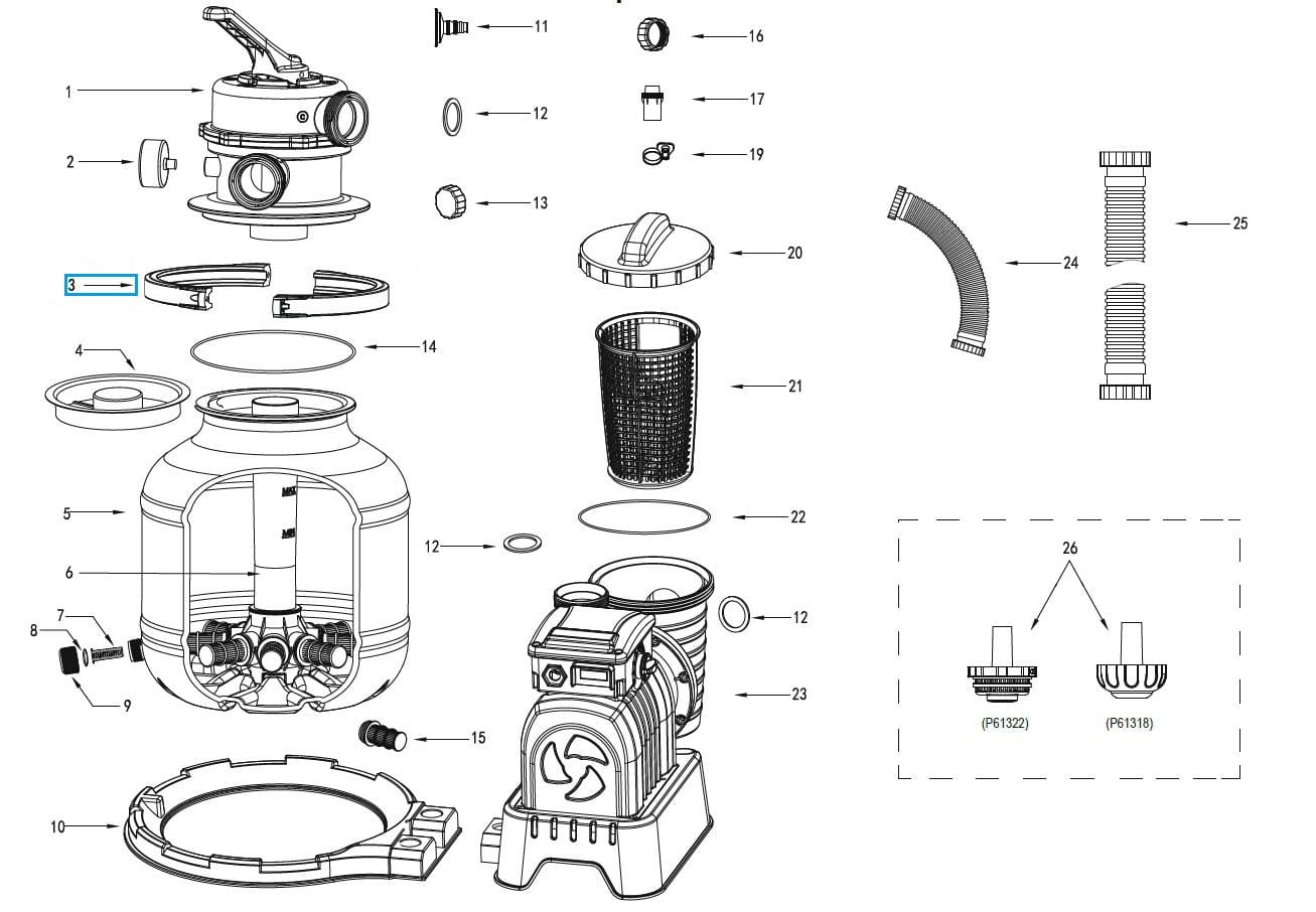 Ricambi Piscine e Spa Morsetto per filtro a sabbia da 3785 l/h a 11355 l/h Bestway 2