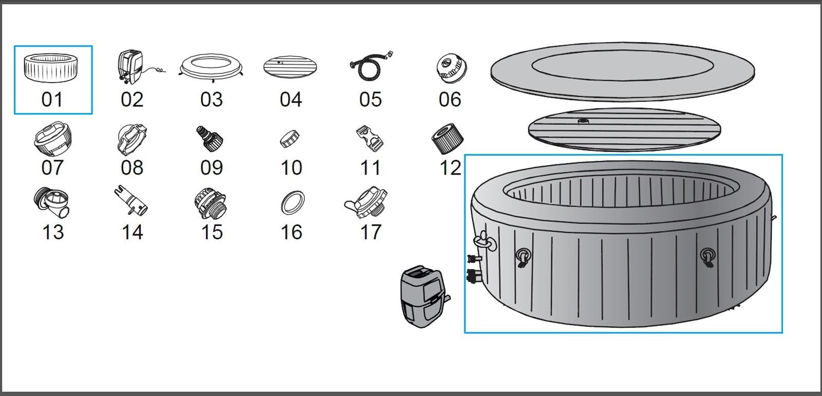 Ricambi Piscine e Spa Liner di ricambio per idromassaggio gonfiabile Milan AirJet Plus Lay-Z-Spa Bestway 2