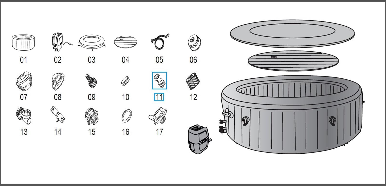 Ricambi Piscine e Spa Clip di fissaggio per copertura degli idromassaggi Lay-Z-Spa Bestway 2