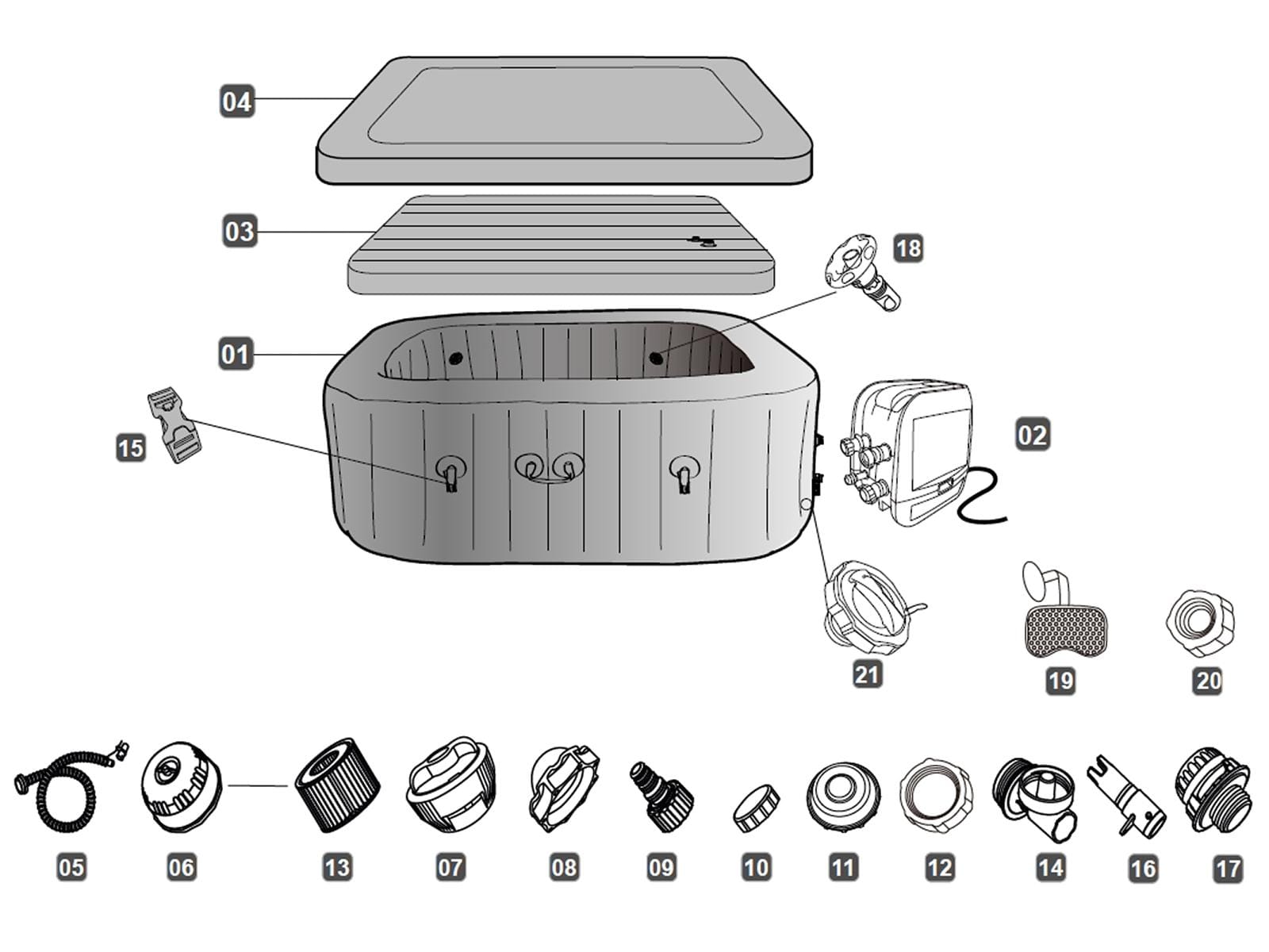 Ricambi Piscine e Spa Copertura gonfiabile per idromassaggio San Francisco Hydrojet Pro Bestway 2