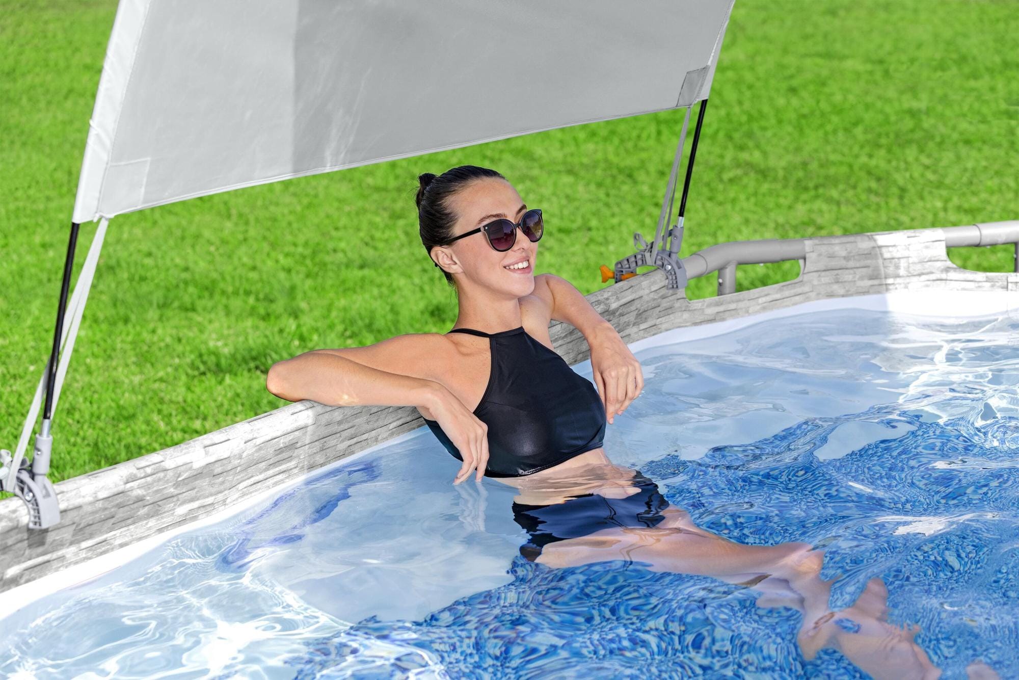 Coperture e Tappetini Tenda parasole per piscine fuori terra rettangolari e ovali Bestway 1