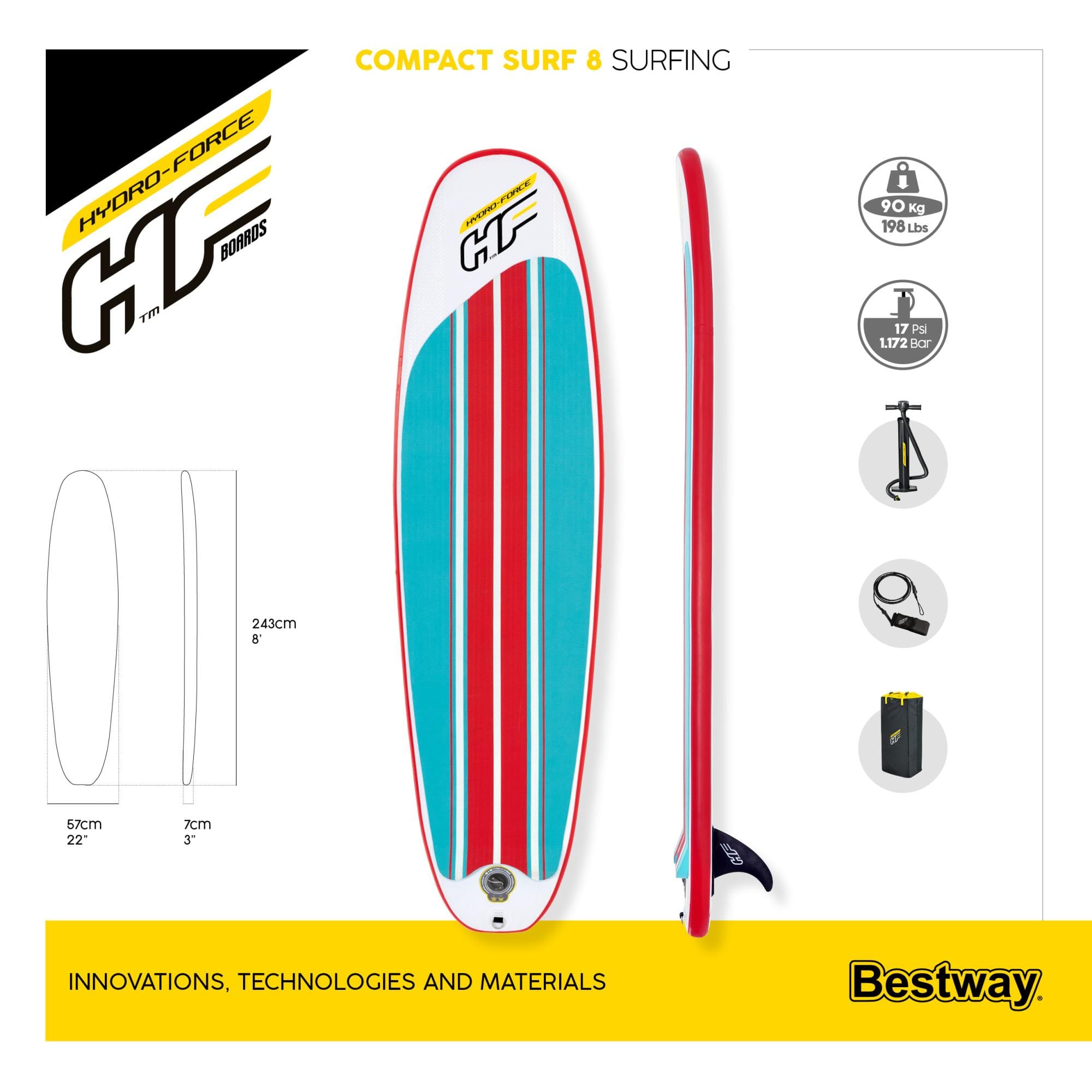 Sport Acquatici Tavola da surf gonfiabile Compact 8 da 243x57 cm Bestway 10