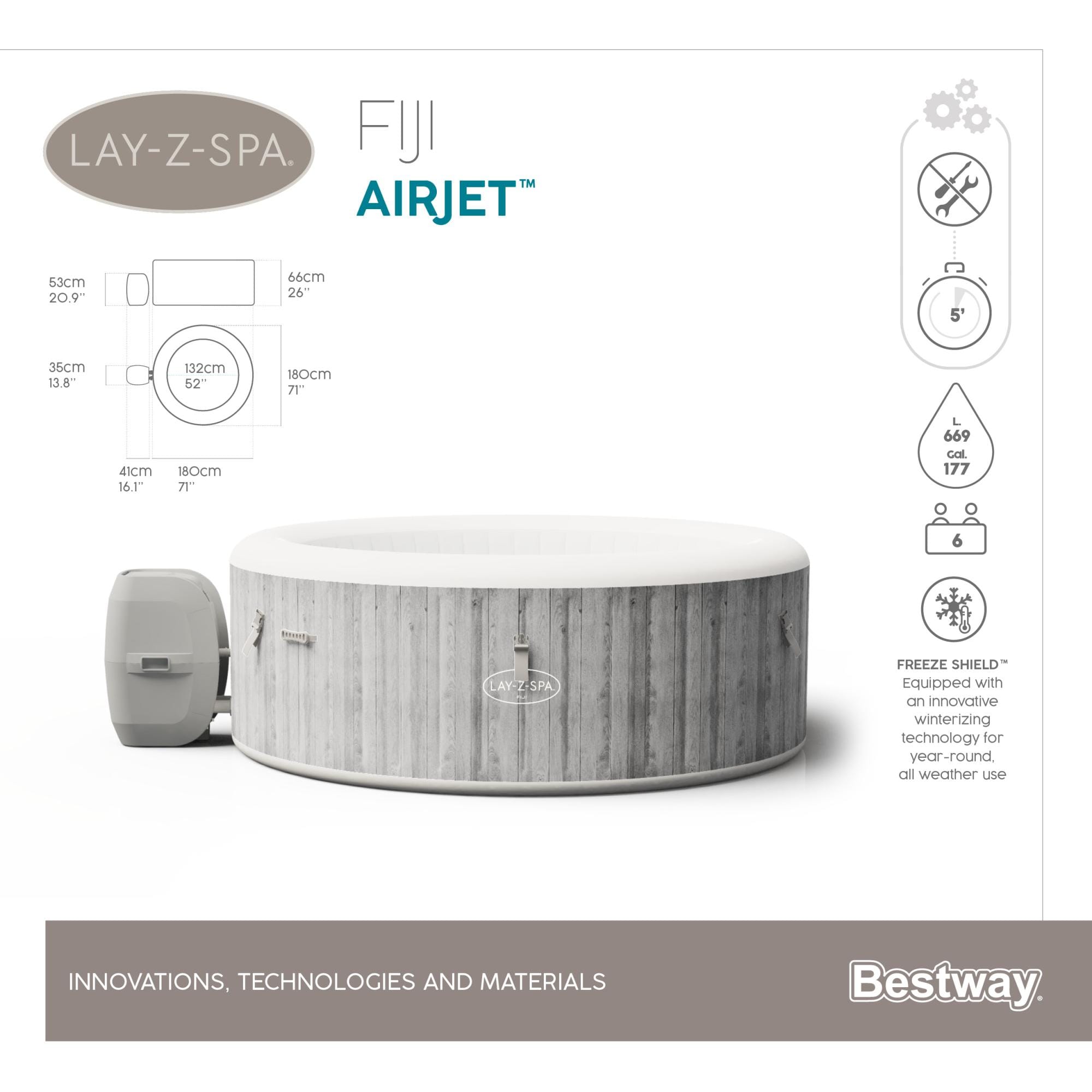 Idromassaggi gonfiabili Lay-Z-Spa Idromassaggio gonfiabile Lay-Z-Spa Fiji AirJet 2-4 persone Bestway 10