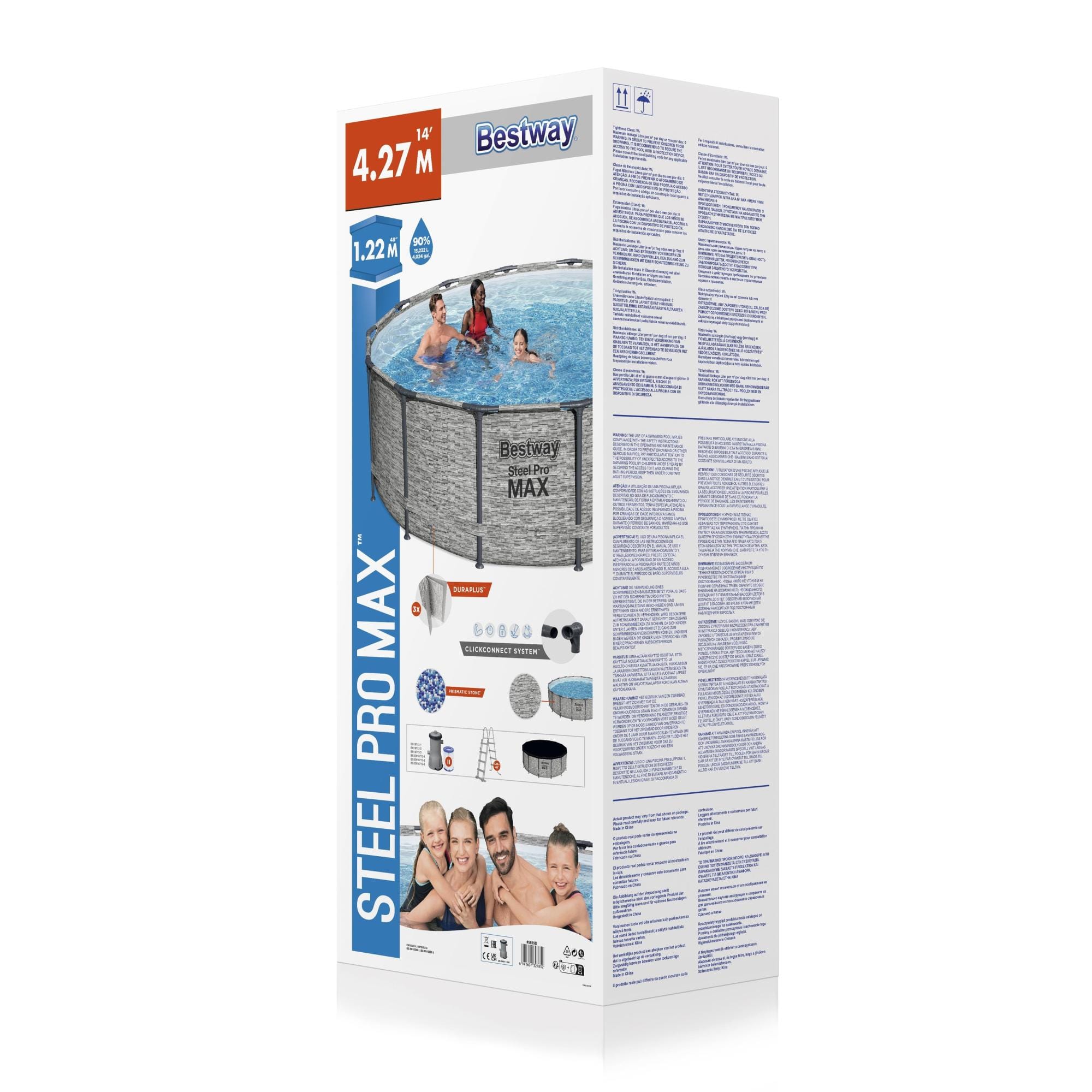 Piscine fuori terra Set piscina fuori terra Steel Pro MAX da 427x122 cm effetto pietra Bestway 6