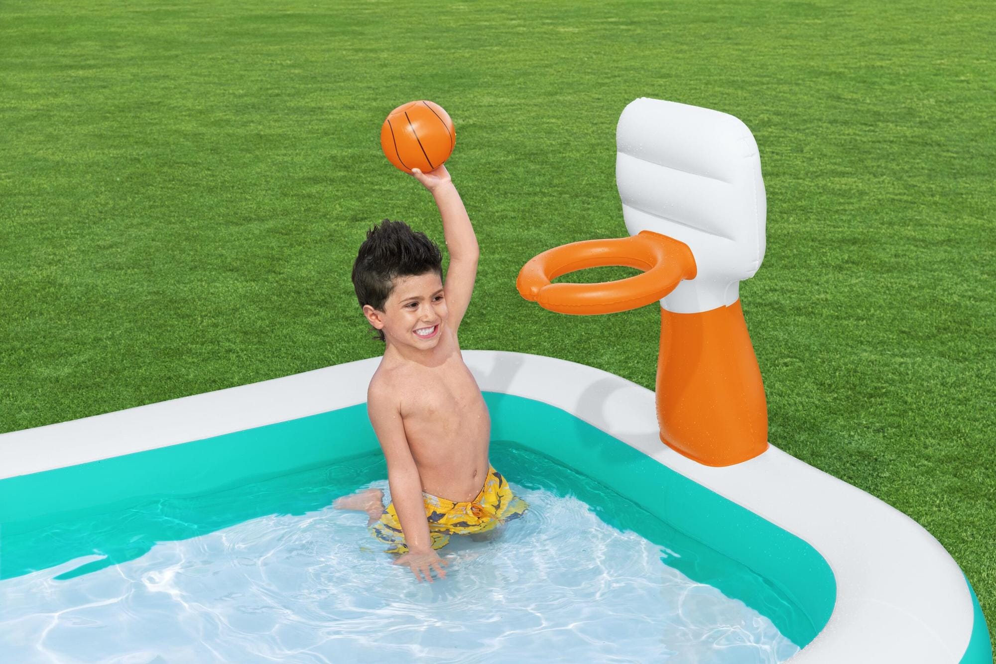 Giochi gonfiabili per bambini Piscina gonfiabile con canestro da 251x168x102 cm Bestway 3