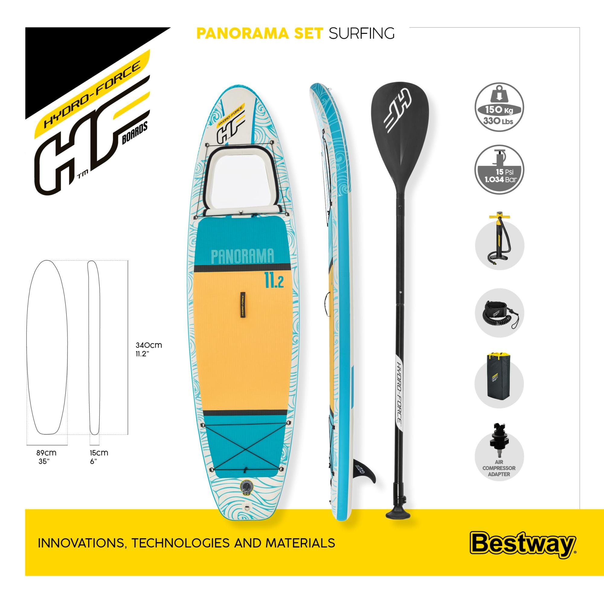 Sport Acquatici Tavola da SUP gonfiabile Panorama da 340x89x15 cm Bestway 12