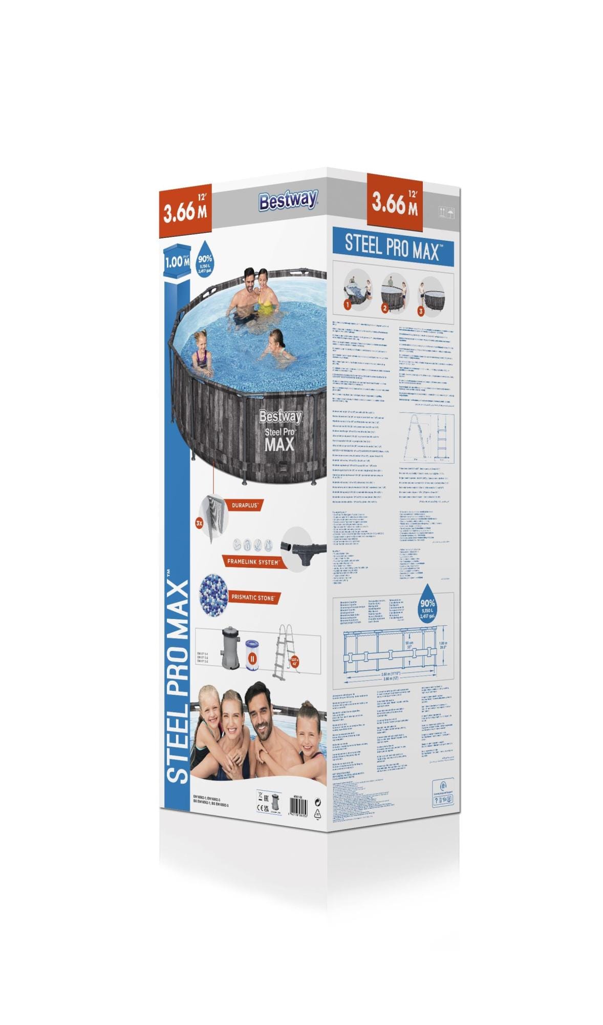 Piscine fuori terra Set piscina fuori terra rotonda Steel Pro MAX da 366x100 cm effetto legno scuro Bestway 6