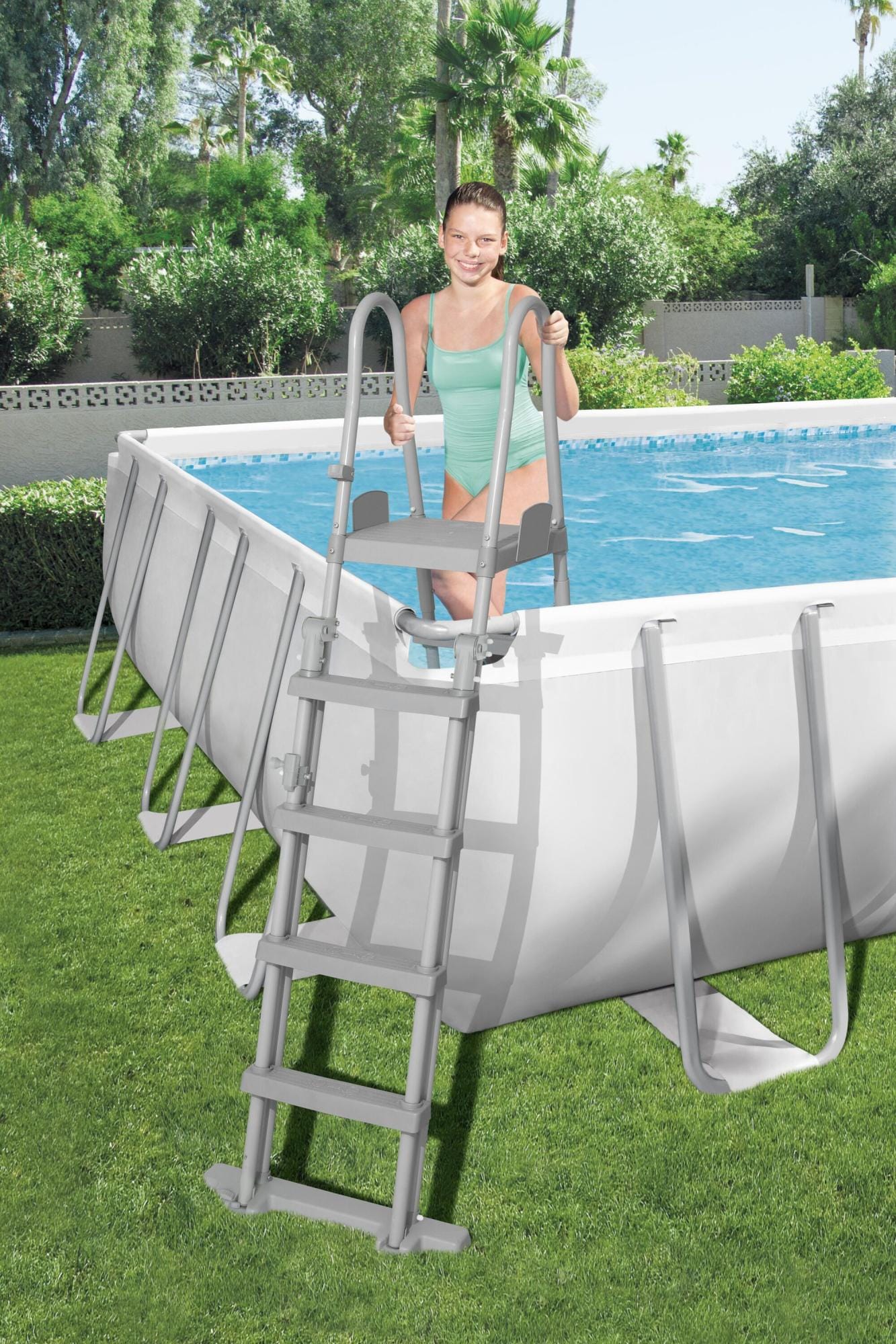 Piscine fuori terra Set piscina fuori terra rettangolare Power Steel - 732x366x132 cm grigio chiaro Bestway 5