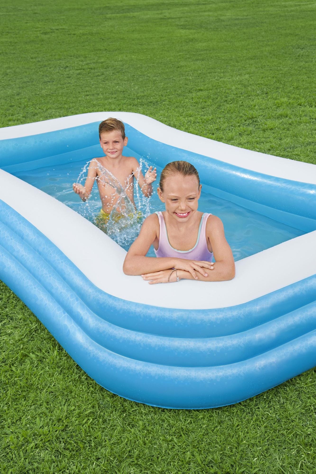 Giochi gonfiabili per bambini Piscina gonfiabile rettangolare a 3 anelli da 305mx183x56cm Bestway 1