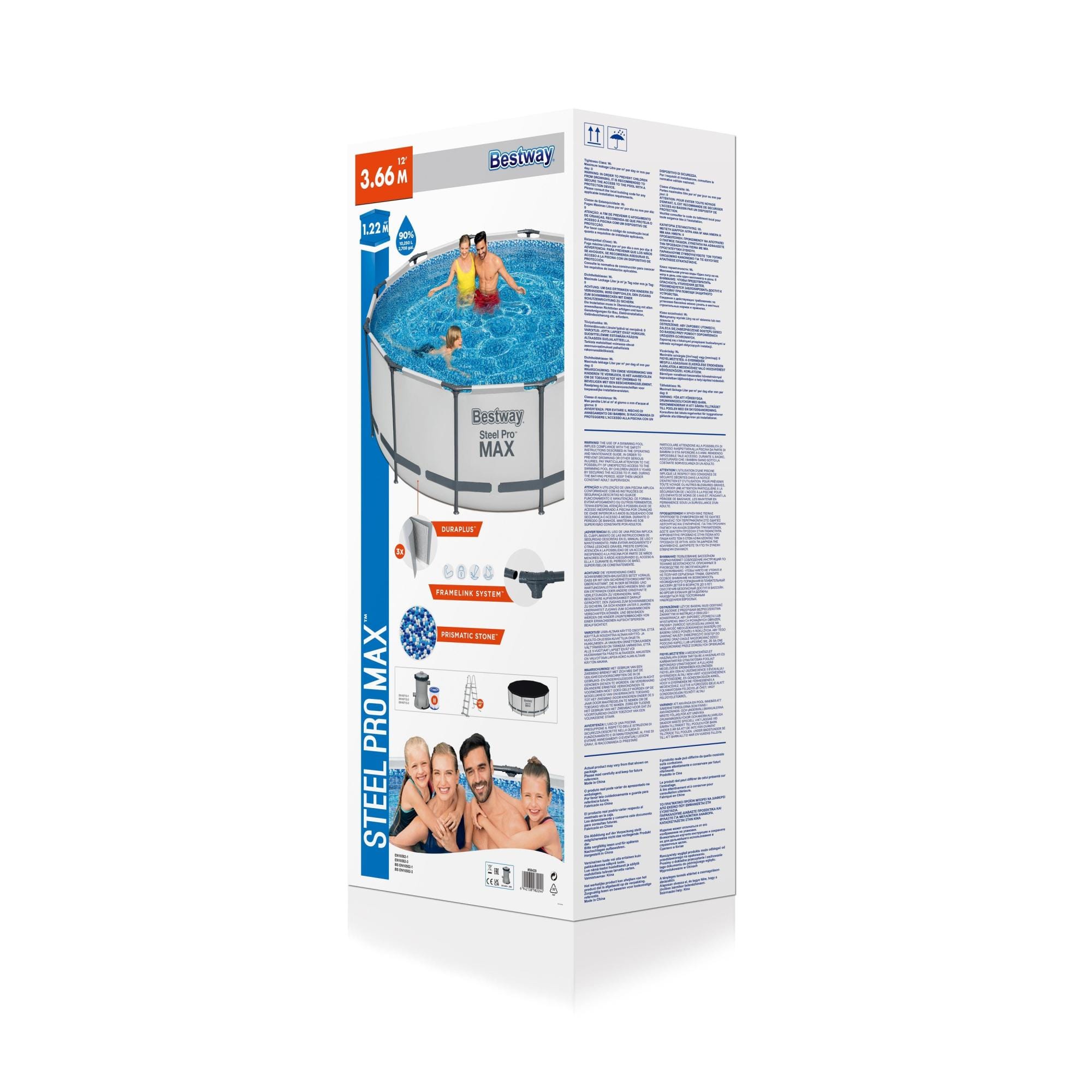 Piscine fuori terra Set piscina fuori terra rotonda Steel Pro MAX da 366x122 cm grigio chiaro Bestway 4