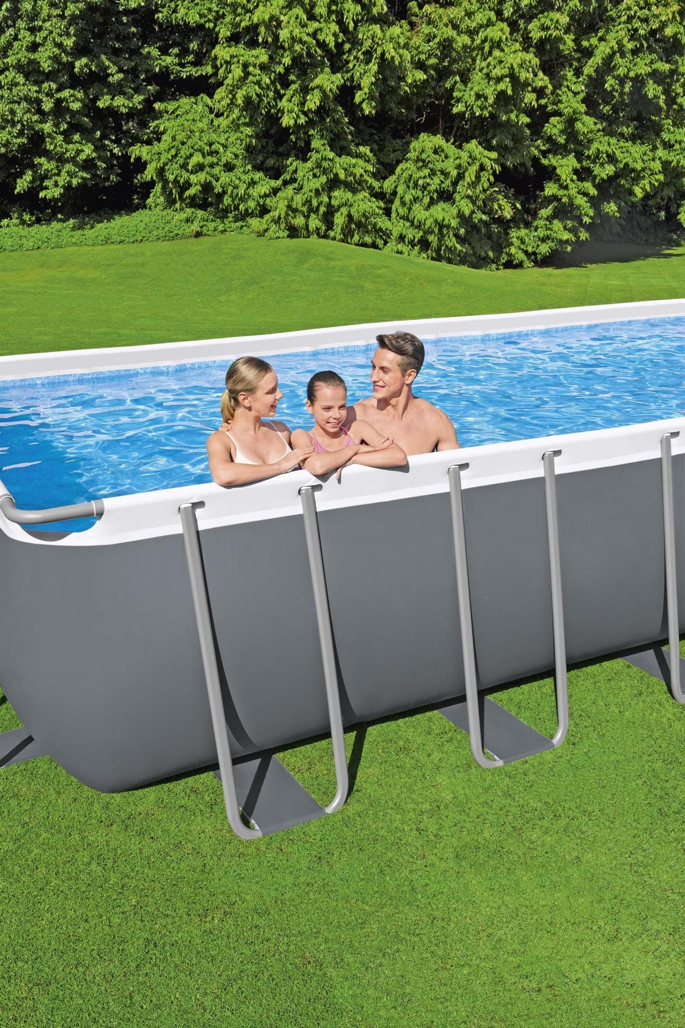 Piscine fuori terra Piscina base struttura e liner rettangolare Power Steel - 549x274x132 cm grigio scuro Bestway 2