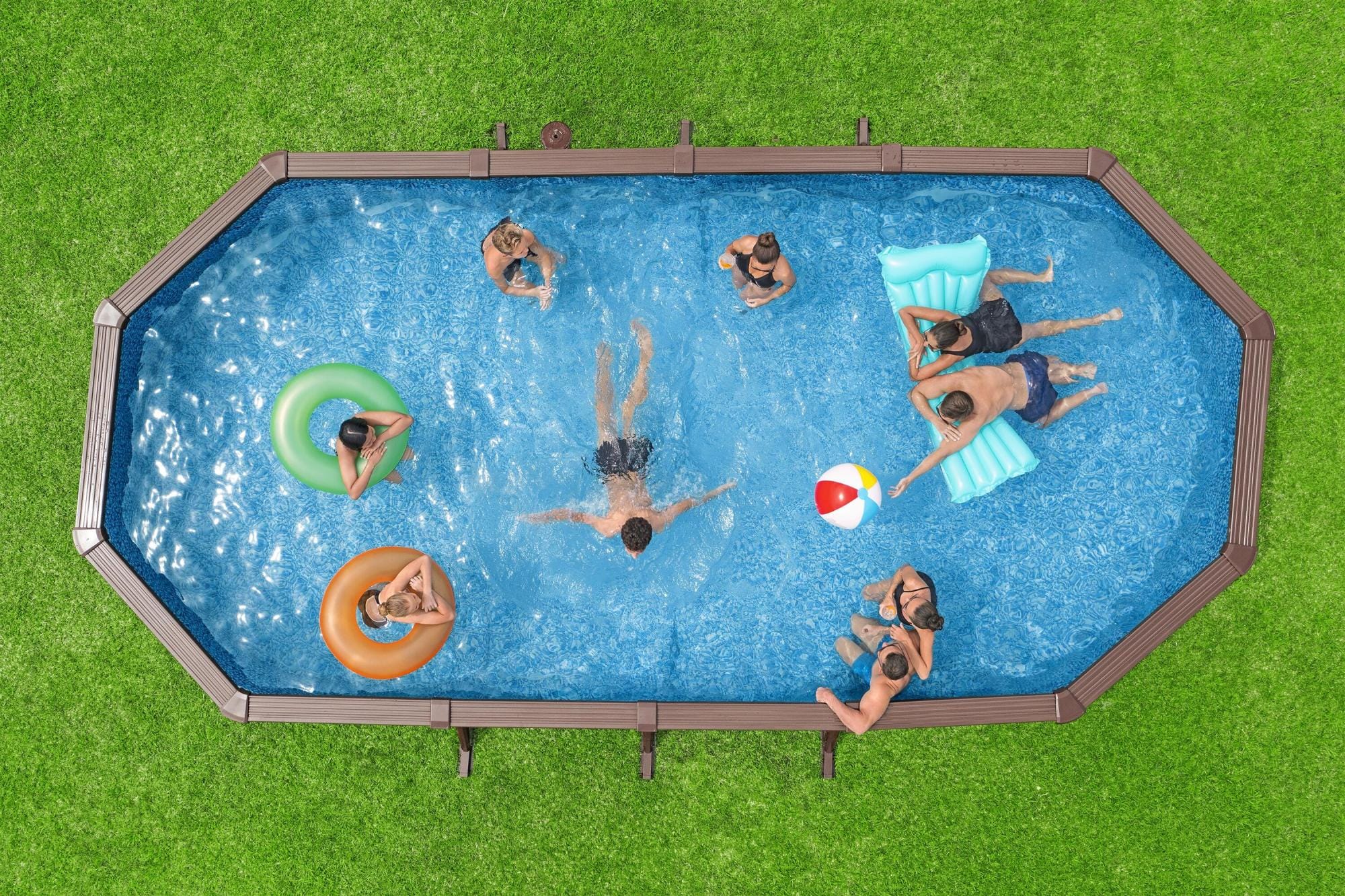 Piscine fuori terra Set piscina fuori terra ovale Hydrium da 732x366x132 cm effetto legno Bestway 8
