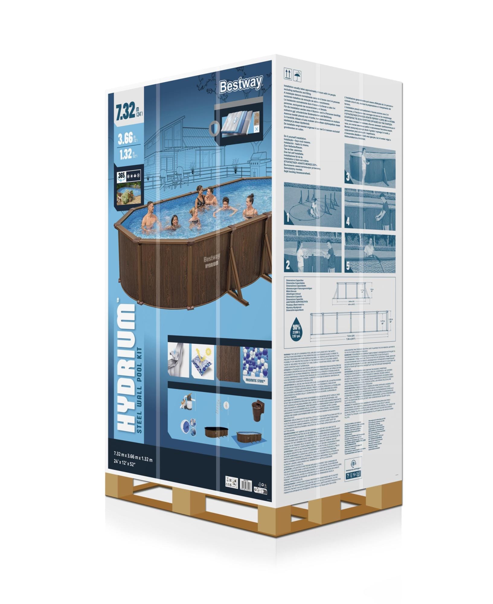 Piscine fuori terra Set piscina fuori terra ovale Hydrium da 732x366x132 cm effetto legno Bestway 9