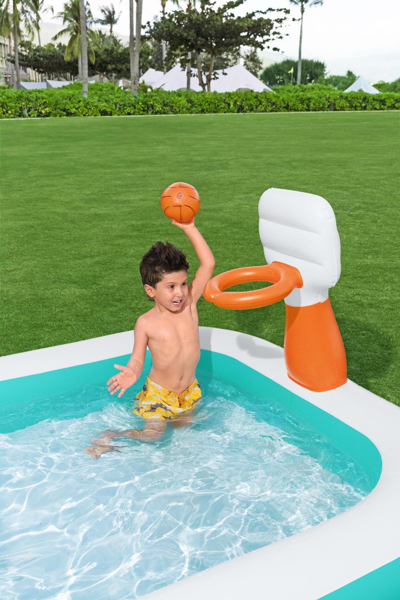Giochi gonfiabili per bambini Piscina gonfiabile con canestro da 251x168x102 cm Bestway 1