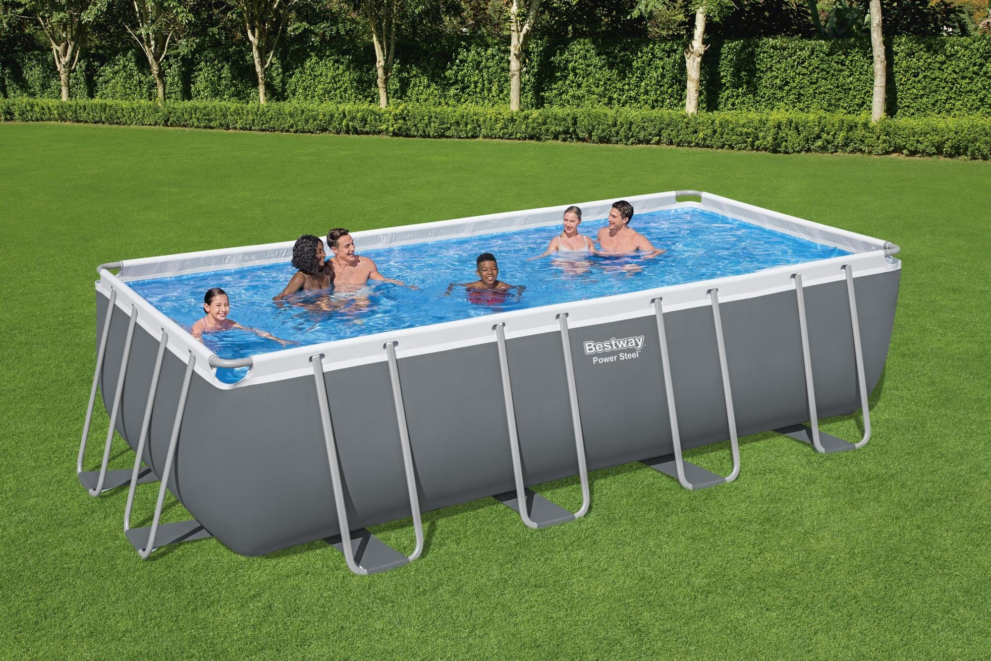 Piscine fuori terra Piscina base struttura e liner rettangolare Power Steel - 549x274x132 cm grigio scuro Bestway 3