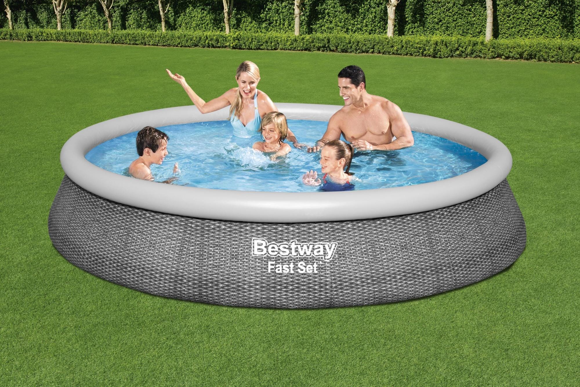 Piscine fuori terra Set piscina fuori terra rotonda Fast Set gonfiabile da 396x84 cm grigio Bestway 1