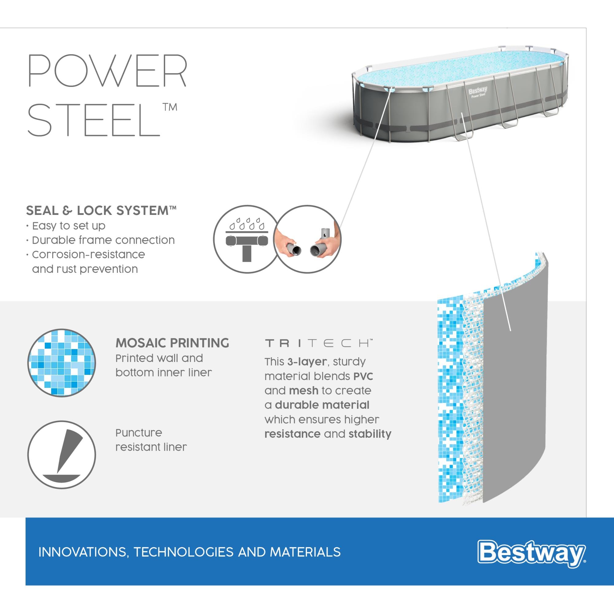 Piscine fuori terra Piscina base struttura e liner ovale Power Steel da 549x274x122 cm Bestway 5