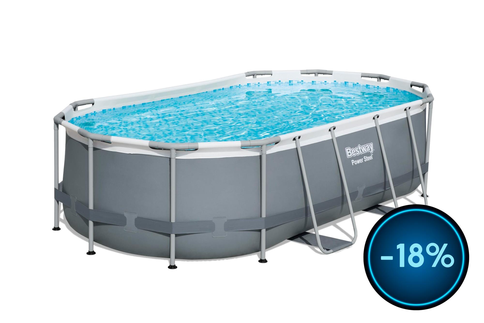 Piscine fuori terra Set piscina fuori terra ovale Power Steel - 427x250x100 cm grigio scuro Bestway 1