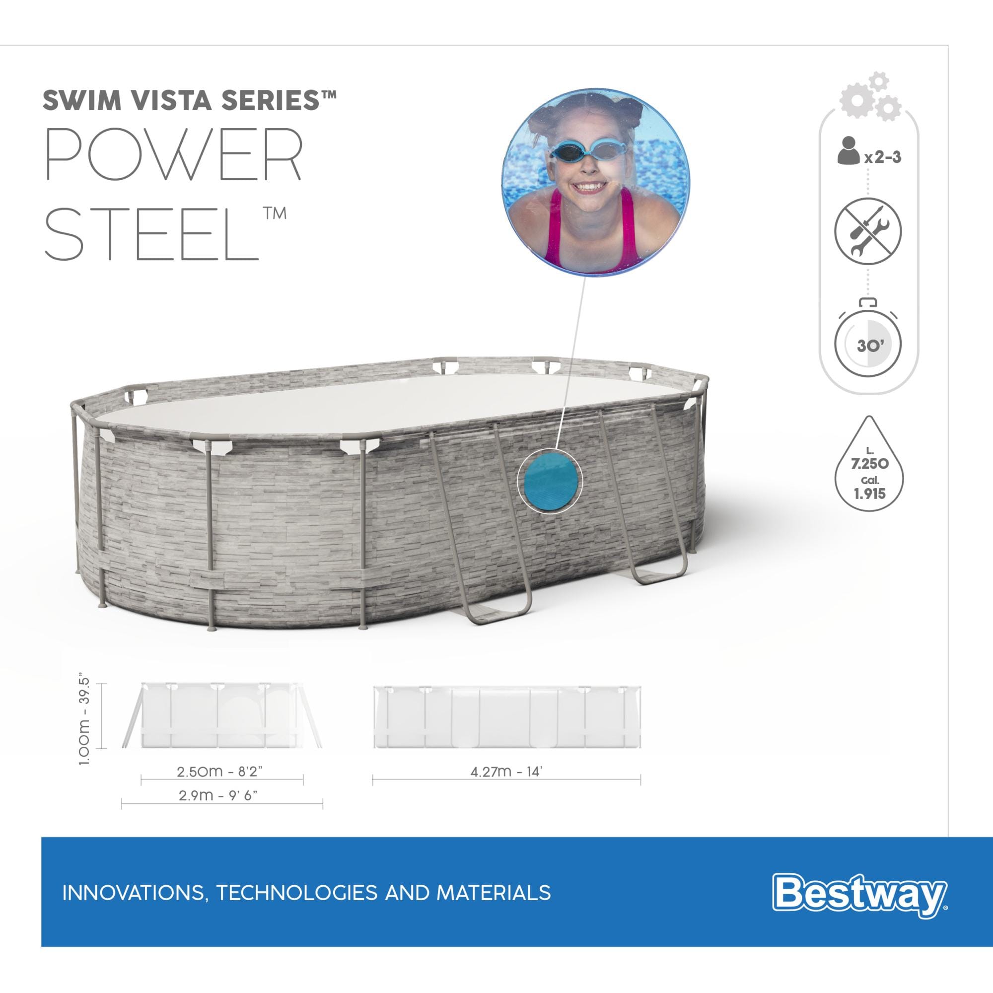 Piscine fuori terra Set piscina fuori terra Power Steel Swim Vista da 427x250x100 cm Bestway 8