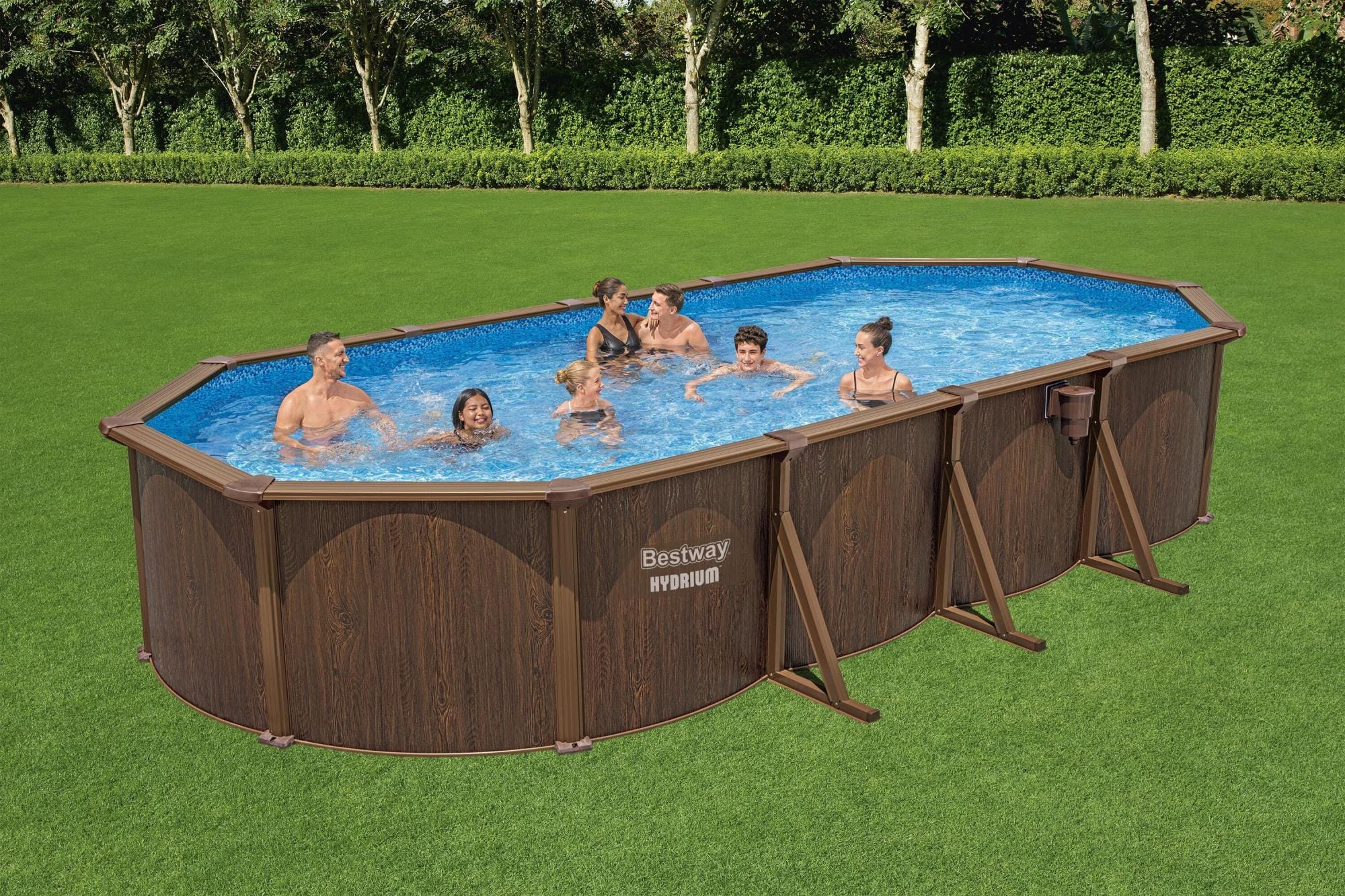 Piscine fuori terra Set piscina fuori terra ovale Hydrium da 732x366x132 cm effetto legno Bestway 3