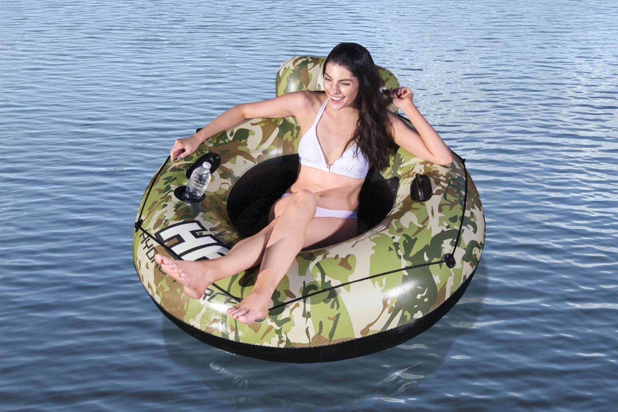 Gonfiabili mare per adulti Ciambella gonfiabile con schienale Camo Bestway 2