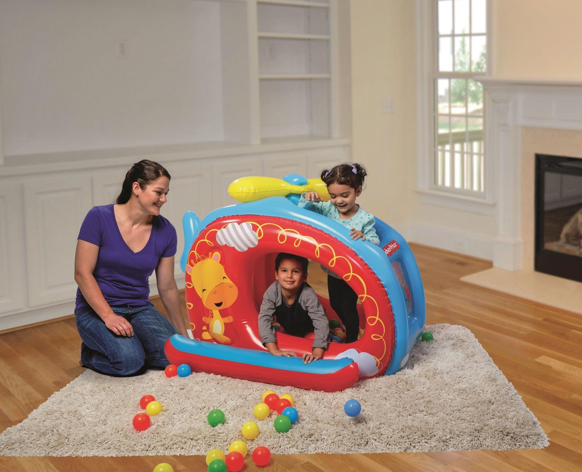 Giochi gonfiabili per bambini Playcenter gonfiabile Elicottero Fisher-Price con palline Bestway 1