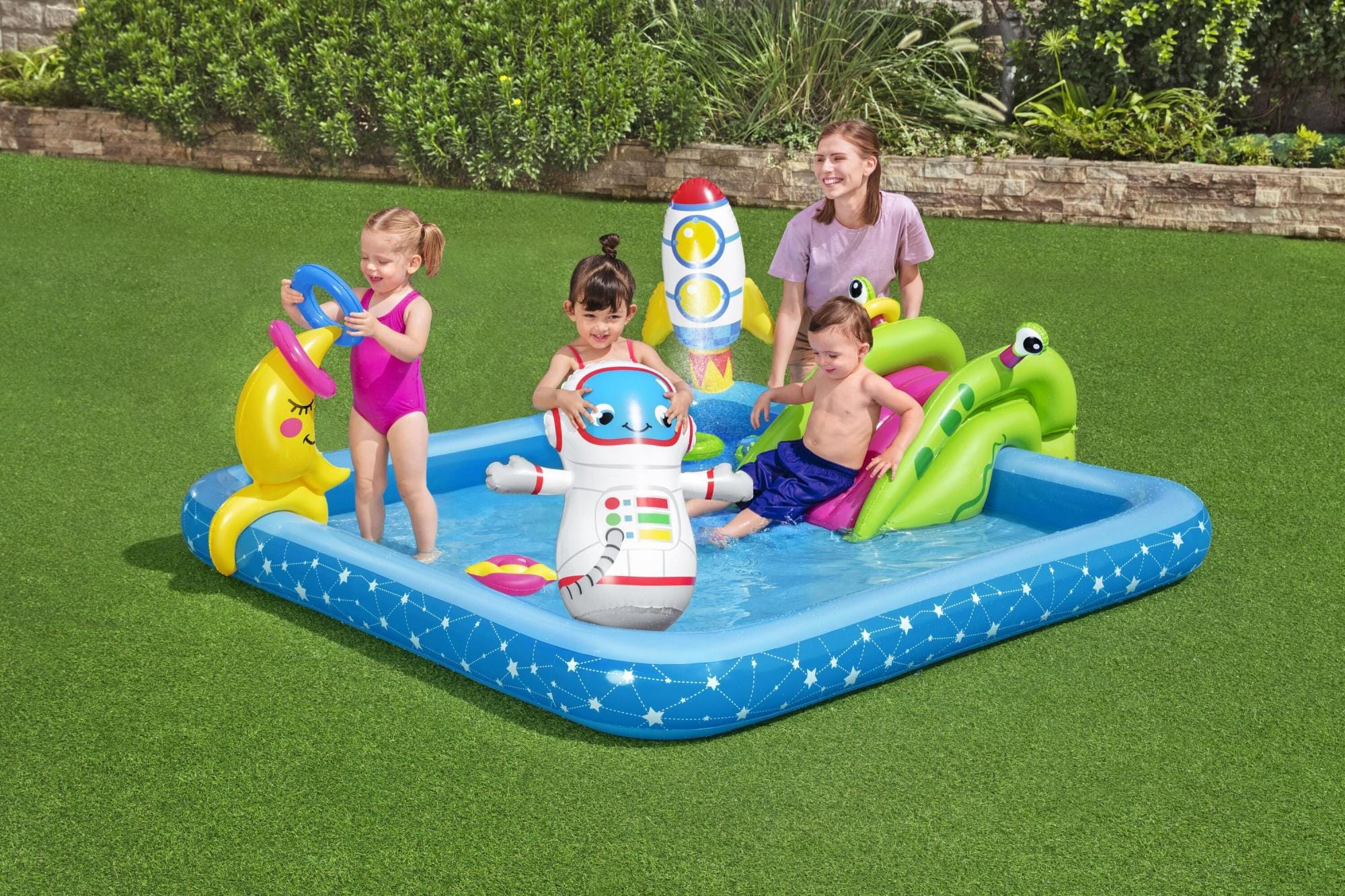 Giochi gonfiabili per bambini Playcenter gonfiabile Piccoli Astronauti con scivolo Bestway 2