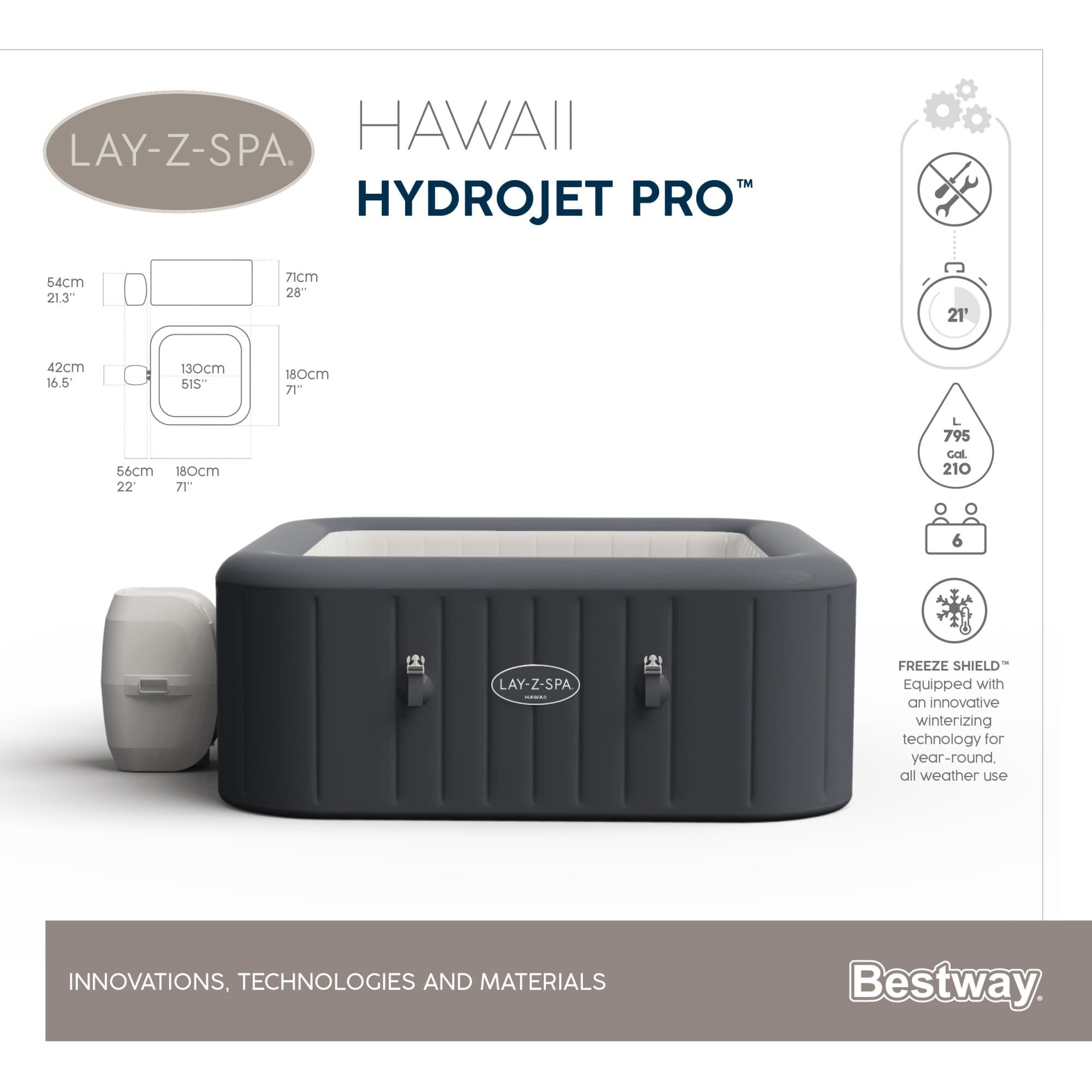 Idromassaggi gonfiabili Lay-Z-Spa Idromassaggio gonfiabile Lay-Z-Spa Hawaii HydroJet Pro 4-6 persone Bestway 10