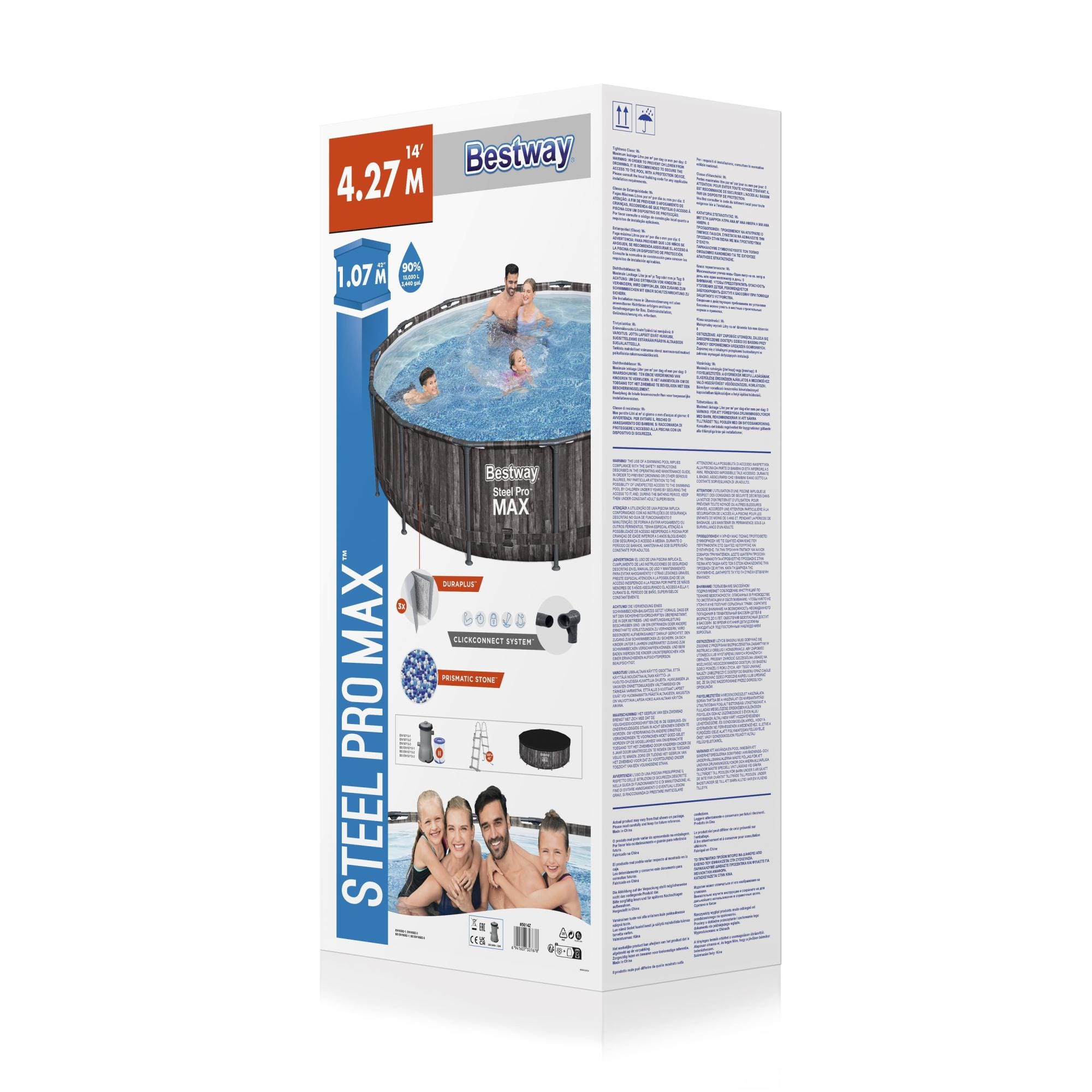 Piscine fuori terra Set piscina fuori terra rotonda Steel Pro MAX  da 427x107 cm legno scuro Bestway 5