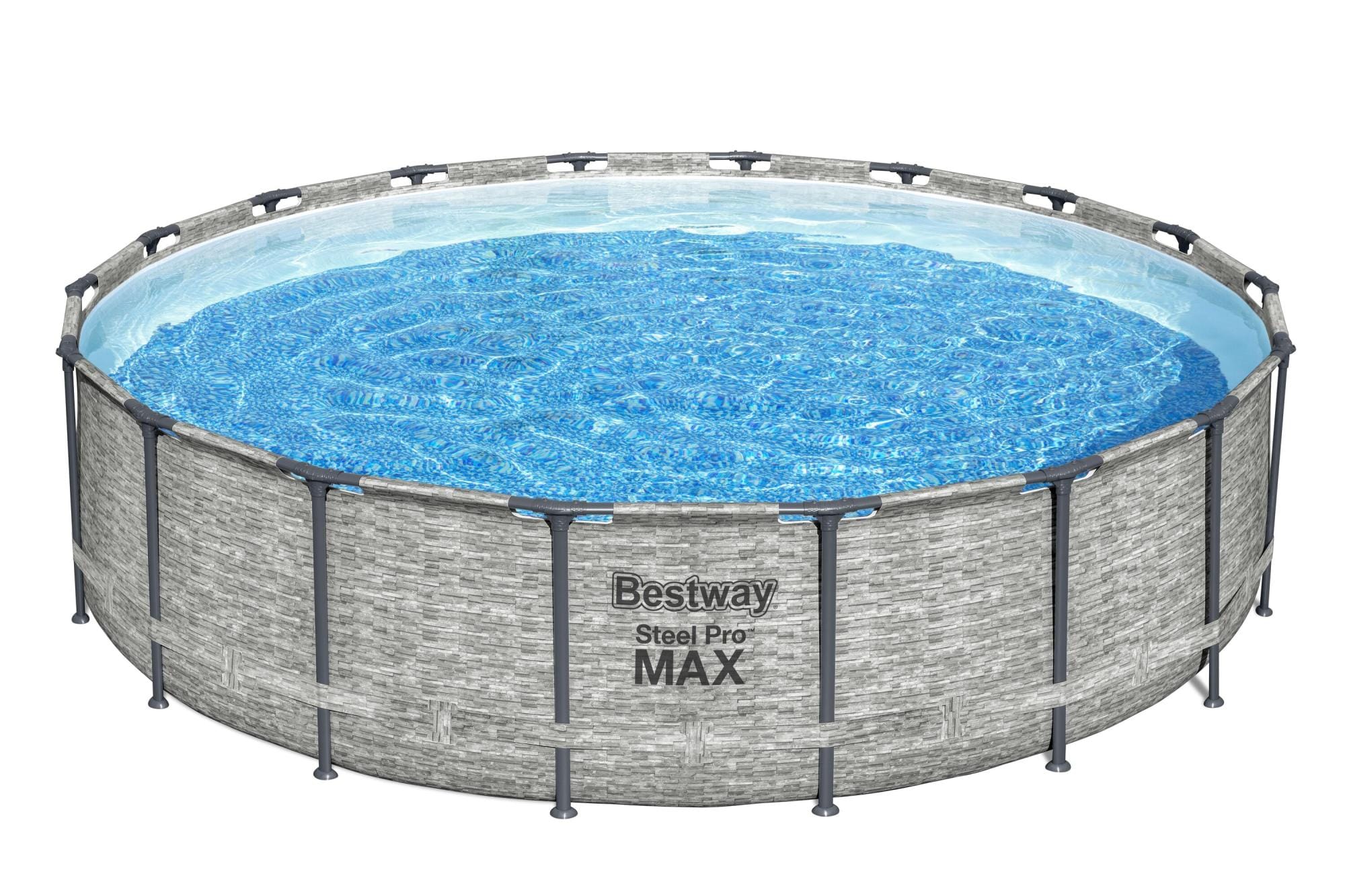 Piscine fuori terra Piscina base struttura e liner rotonda Steel Pro MAX da 549x122 cm effetto pietra Bestway 1