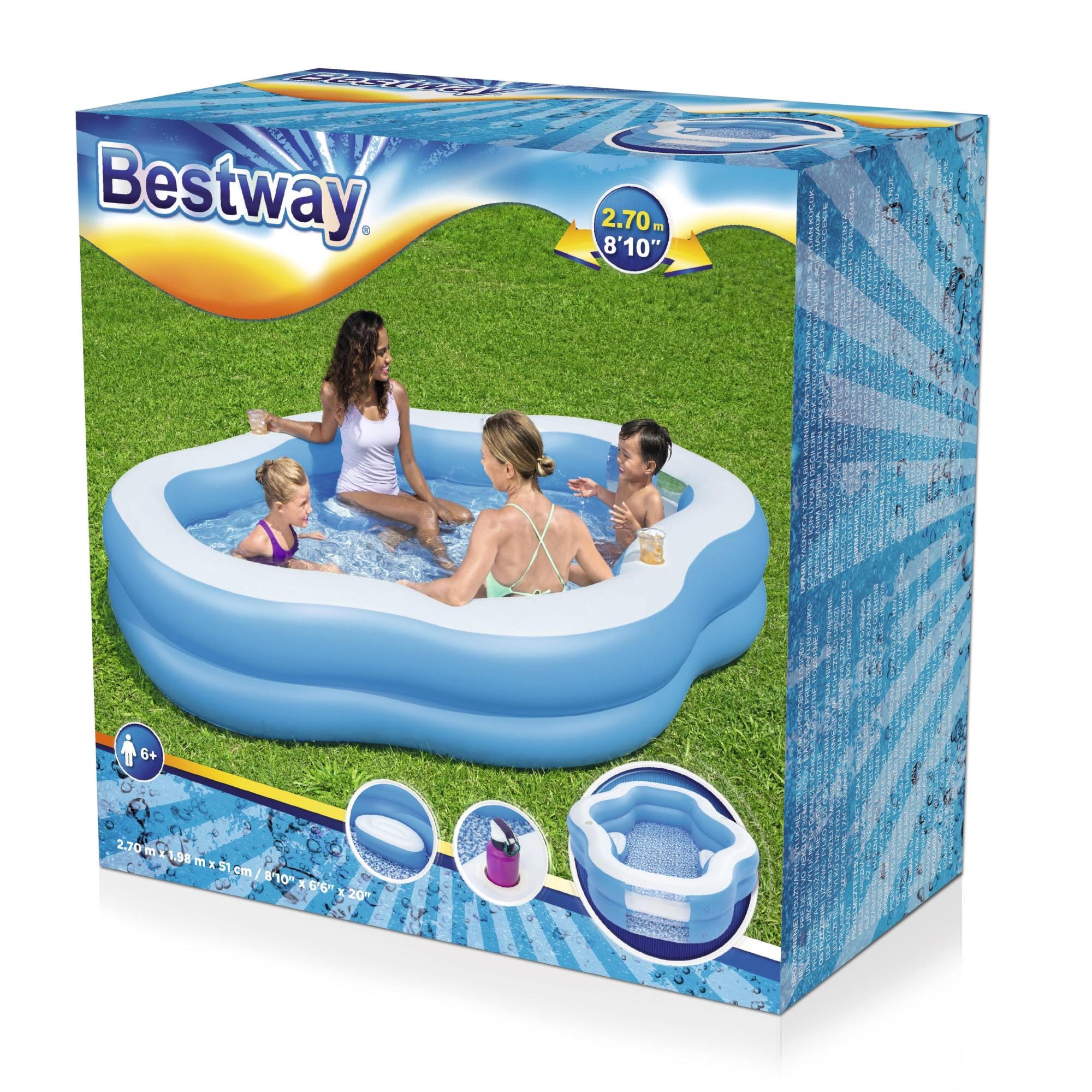 Giochi gonfiabili per bambini Piscina gonfiabile con finestra trasparente da 270x198x51 cm Bestway 10