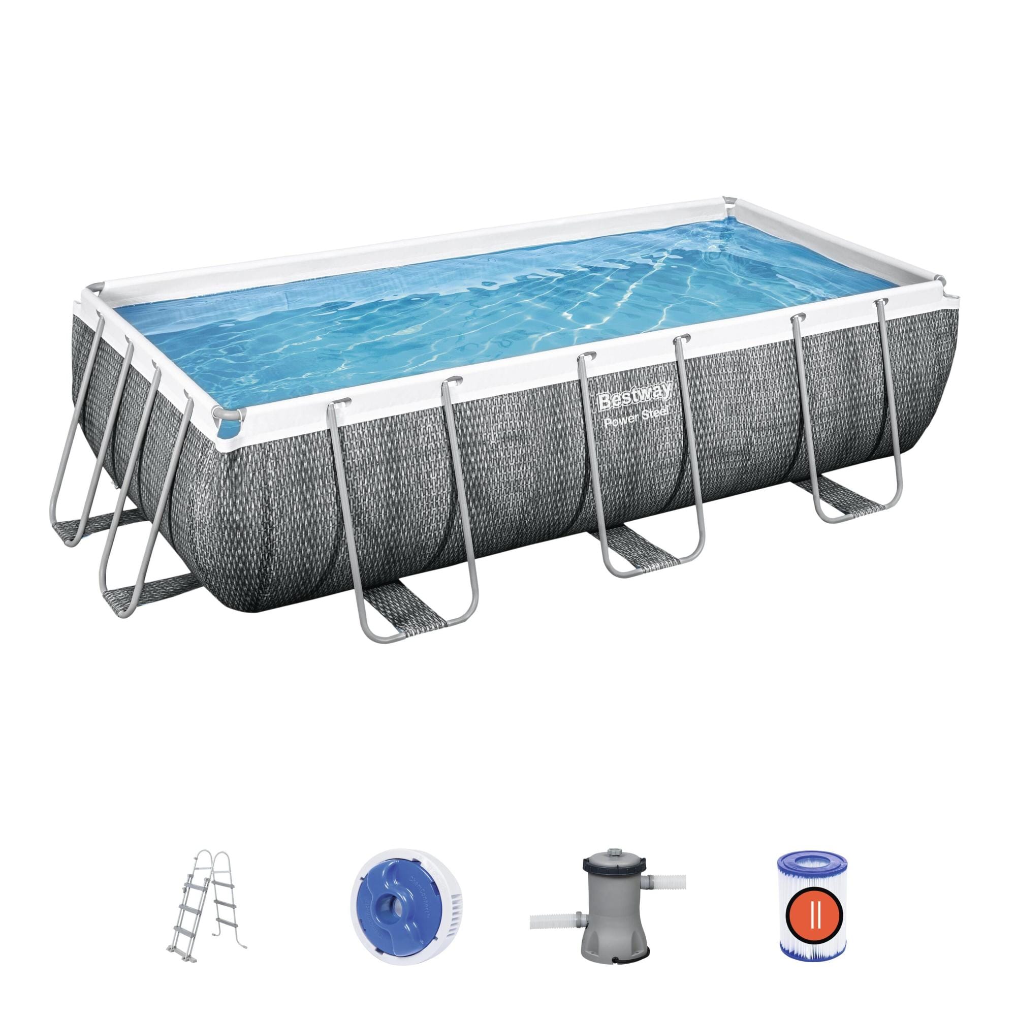 Piscine fuori terra Set piscina fuori terra Power Steel rattan 404x201x100 cm Bestway 1